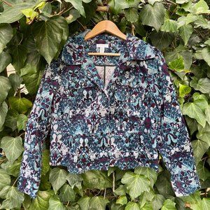 Vintage 1990's Y2K Charter Club Corduroy Printed Peplum Jacket Sz M